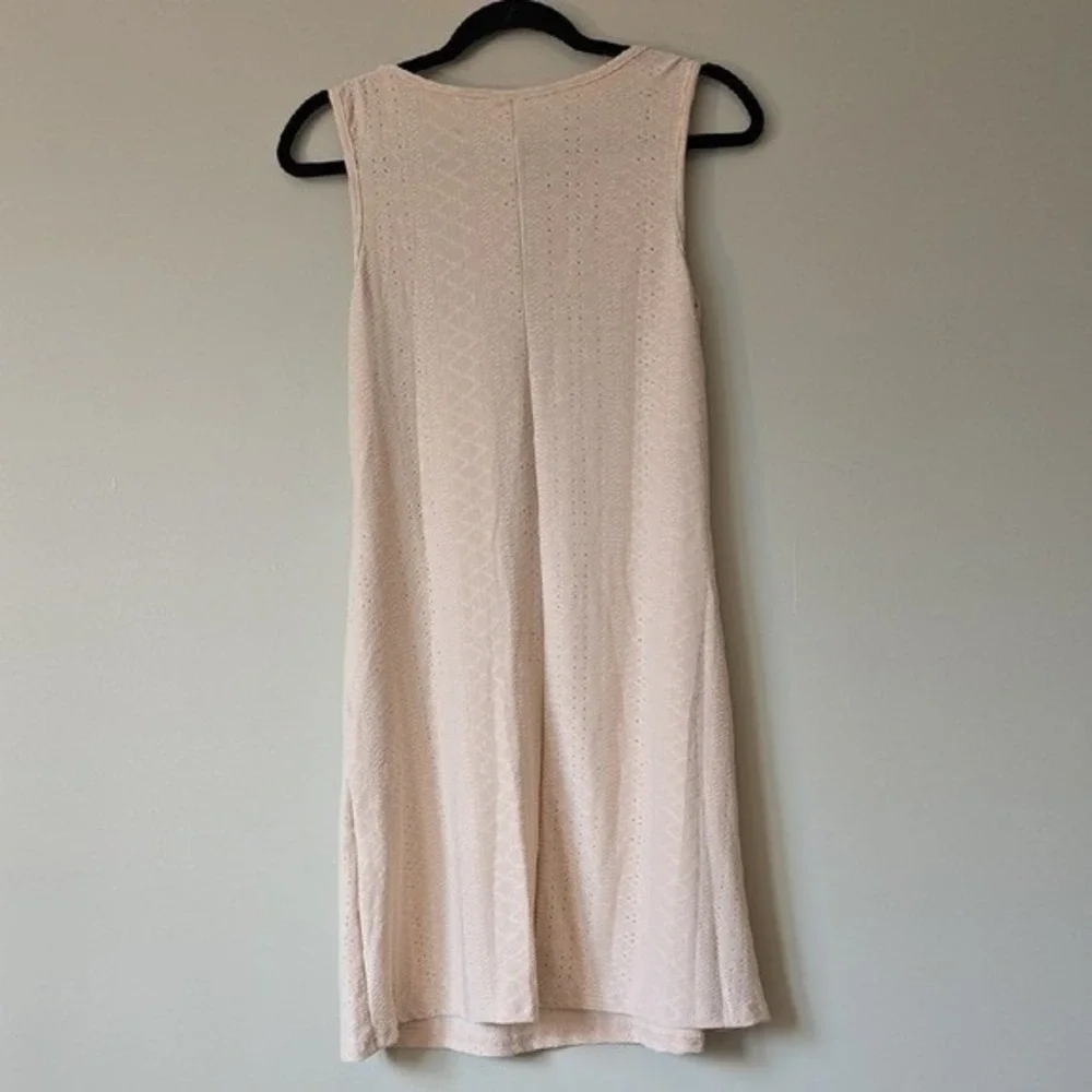 Rumia Womens Pointelle Knit Sleeveless Shift Dress Blush Pink Keyhole Neck Small